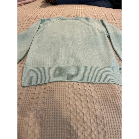 St John’s Bay Sweater Crewneck Cable Knit Size XL Mint Green Silver Sparkle - Picture 8 of 9